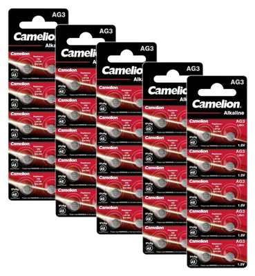 Produktbild von 50 Stück Camelion Knopfzelle, Uhren-Batterie LR41 AG3 (5x 10er Blister)