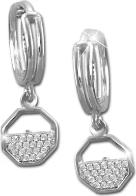Produktbild von SilberDream weiß Ohrringe Oktagon Zirkonia Damen 925 Silber Creolen GSO481W