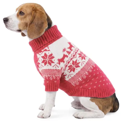 Hunde-Kersttrui, XL, rot, mit Leinenloch, gebreit