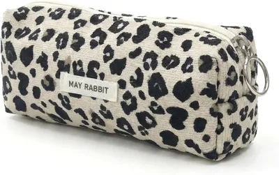 Image de Étui pour stylos en tissu cordé, motif léopard, 1 pièce, pour l'école et les études