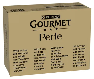 Produktbild von Gourmet Perle Erlesene Streifen in Gelee, Katzenfutter nass, Sorten-Mix, 96er Pa