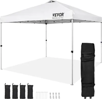 Produktbild von Pavillon 304,8x304,8x320cm Gartenzelt 250D PolyurethanSilber beschichtetes Gewebe Faltpavillon inkl. Aufbewahrungstasche Partyzelt 6-8 Personen Pop up Zelt Weiß Gartenpavillon für Campingausflug