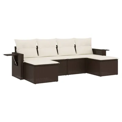 Produktbild von vidaXL 6-tlg. Garten-Sofagarnitur mit Kissen Braun Poly Rattan