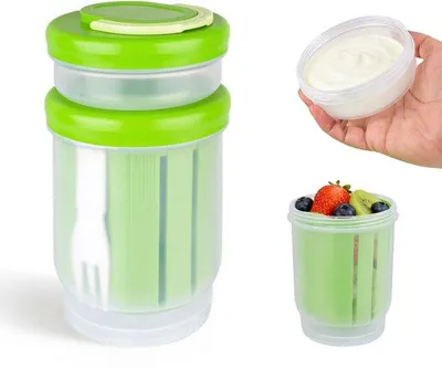 Productafbeelding van Lekvrije Saladecontainer met Dressingbeker en Fork