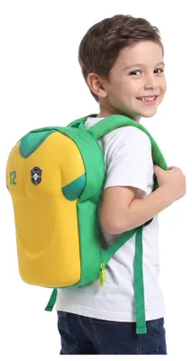 Produktbild von Kinderrucksack für 3-6 Jahre - Gelb Grün Fußball - Leichter Kindergartenrucksack - Wasserdichtes Trikot-Design