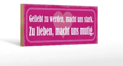 Produktbild von Holzschild Spruch 27x10cm geliebt zu werden macht stark