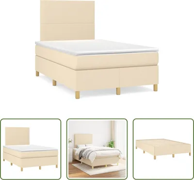 Immagine prodotto di The Living Store Letto a molle con materasso crema 120x190 cm in tessuto