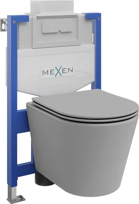 Zdjęcie produktu dla Mexen zestaw podtynkowy WC stelaż Fenix XS-U z miską WC Rico i deską wolnoopadającą, szary jasny mat - 68530724061