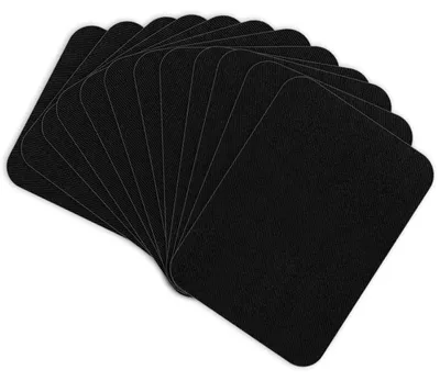 Bügelpatches, schwarz, 12 Stück, 7,5 x 10,5 cm, Baumwolle
