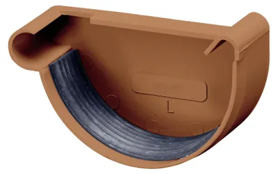 Produktbild von INEFA Dachrinnen Endstück halbrund, PVC NW150 / 150mm, links Braun Dachrinnenzubehör, einfache Steckmontage, Germany