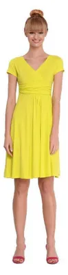 Produktbild von Damen Kleid Dress V-Ausschnitt, Neon Gelb XS