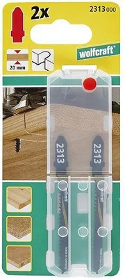 Zdjęcie produktu dla wolfcraft GmbH 2313000, Ostrze wyrzynarki, Płyta wiórowa, Sklejka, Miękkie drewno, Stal wysokowęglowa (HCS), 5 cm, 2 mm, 2 cm
