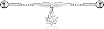 Produktbild von viva-adorno Industrial Piercing Scaffold Kette Anhänger Lilie Lotus Ohr Piercing gold silber Z595, Lotus silber