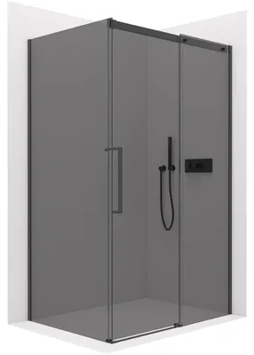 Obrázek produktu pro Sprchový kout Lantono L/P - 8 mm - Soft-Close - černá matná, grafitové sklo - 170x100x195 cm - posuvný