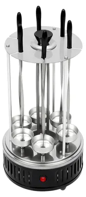 Image de Gril électrique vertical - Four à rôtisserie - 6 broches - Acier inoxydable - Rotatif - Gril de table d'intérieur