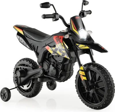 Produktbild von 12V Kinder-Elektromotorrad mit Stützrädern, Schwarz