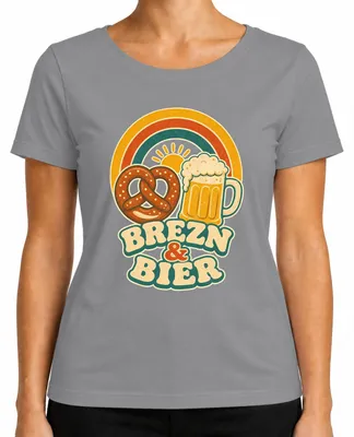 Zdjęcie produktu dla Brezn & Bier  , koszulka festiwalowa "Bayern Wiesn", damska, styl "Trachtenshirt", spodnie skórzane, kolor: szary, rozmiar: XXL