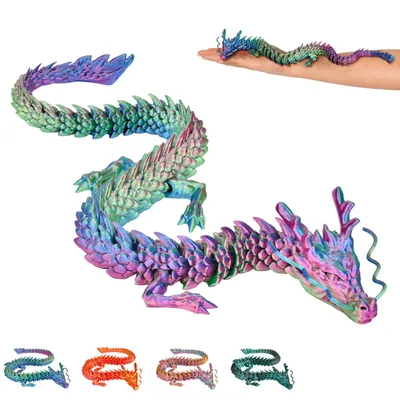 Produktbild von Chinesischer Drache 3D XL – Dekofigur 50 cm | Fantasy Sammlerfigur für Regal & Vitrine | 14+ – Blau-Grün-Violett
