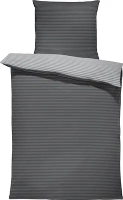 Produktbild von Wendebettwäsche gestreift Streifen Stripes modern Bettbezüge Renforcé Baumwolle, Größe:2 teilig 155x200 cm, Farbe:grau / anthrazit