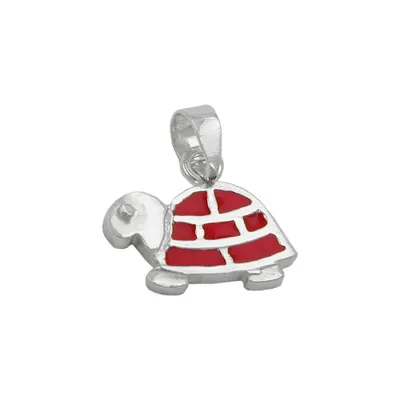 Produktbild von Anhänger 11x13mm Schildkröte rot emailliert Silber 925 rot 11x13mm
