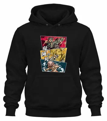 Obrázok produktu pre kimetsu no Yaiba Tanjiro Zenitsu Inosuke Anime Gift Uni mikina s kapucňou, čierna, S