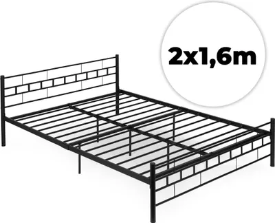 Obrázok produktu pre Kovový rám postele 140x200 cm, čierny, lamelový rošt