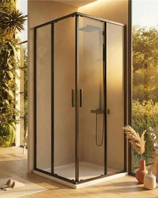 Immagine prodotto di Box doccia 80x90 Rio doppio scorrevole vetro 6 mm trasparente H 195 nero