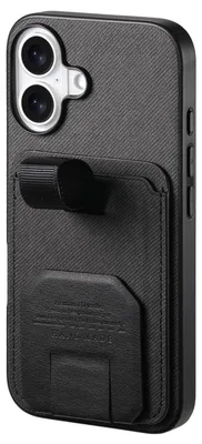 Produktbild von Avizar, Hülle für iPhone 17 Stoffeffekt mit Ständer und Kartenfach, Schwarz