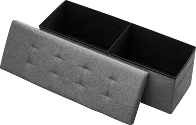 Immagine prodotto di VEVOR pouf pieghevole con vano portaoggetti (rettangolare), poggiapiedi con tasche laterali, sgabello imbottito pieghevole con portata fino a 299,37 kg, 11 x 38 x 38 cm, per soggiorno, camera da letto, corridoio, grigio