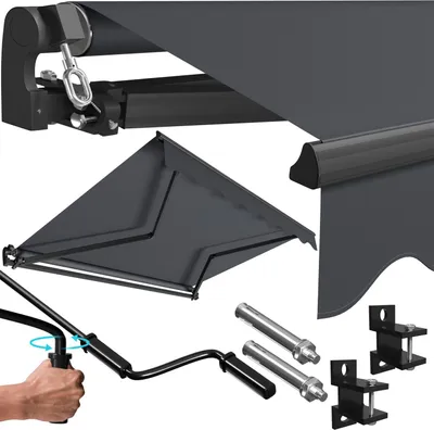 Produktbild von KESSER® Gelenkarmmarkise manuelle Markise Gelenkmarkise Terrassenmarkise Klemmmarkise Sonnenmarkise inkl. Wandhalterung Sonnenschutz Balkonmarkise wasserabweisender Alu/Polyester