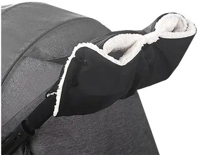 Produktbild von Kinderwagen-Handschuhe – Winterhandschuhe für Kinderwagen – Wasserdicht – Winddicht – Wärmende Handschuhe – Fleece – Unisex – 46x23 cm – Universelle Größe für Kinderwagen und Buggy – Schwarz