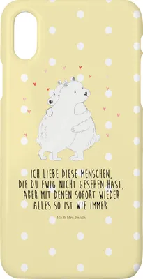 Produktbild von Mr. & Mrs. Panda Iphone 10 Handyhülle Eisbär Umarmen - Gelb Pastell - Geschenk, X, Hülle, Handy, Lustige Sprüche, Cover