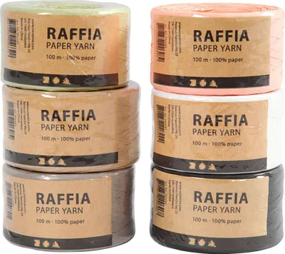 Image de Papier raphia, 6 rouleaux de 100 m