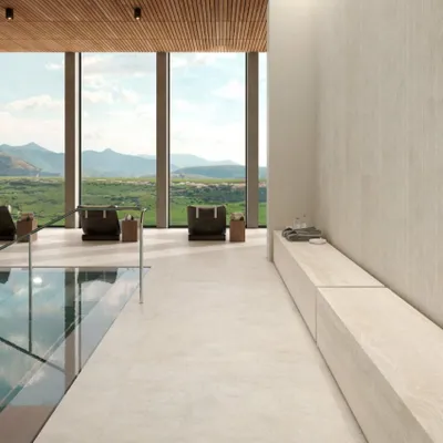 Imagen del producto de CASA39, gres porcelánico con efecto piedra, color blanco, 120x120 cm, Marazzi Tivoli