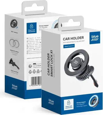 Zdjęcie produktu dla BLUE STAR Magnetyczny uchwyt samochodowy SMART LOCK X1 odpowiedni do kratki chłodnicy kompatybilny z MagSafe czarny