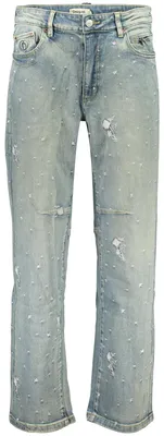 Produktbild von Damen Jeans Blau: 6 Taschen, Glanz, Stickerei & Kontrastdetails