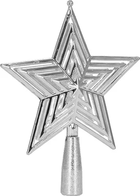 Image de SPRINGOS Pointe de sapin de Noël Pointe étoile 14,5 cm couleur argent Plastique Décorations de sapin de Noël