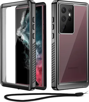 Immagine prodotto di Custodia impermeabile per Samsung Galaxy S22 Ultra, custodia impermeabile IP68 per telefoni cellulari, custodia protettiva antiurto antipolvere a 360 gradi con protezione dello schermo, nera