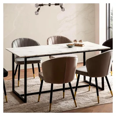 Produktbild von Esszimmertisch 180x90x76 cm in Weiß mit Marmor-Optik