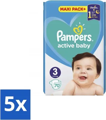 Obrázek produktu pro Pampers – plenky – Active Baby velikost 3 – 70 plen – výhodné balení – 5 kusů