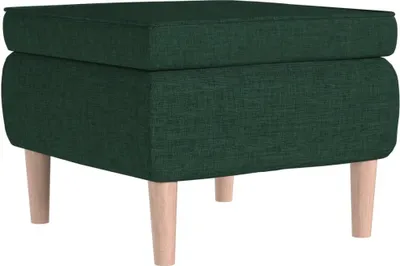 Produktbild von Hocker mit Holzbeinen Dunkelgrün Stoff
