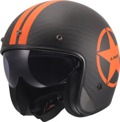 Image de Casque jet LS2 OF601 Bob II Carbon Star, orange, taille L (59/60)