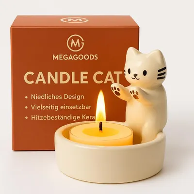 Produktbild von Katzen Kerzenhalter süß Deko Cartoon Aromatherapie Kerzenständer DE.