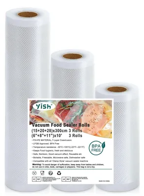 Obrázek produktu pro Vakuové sáčky role - Vakuová fólie - 15, 20, 28 x 300 cm - 3 role - Bez BPA - Opakovaně použitelné