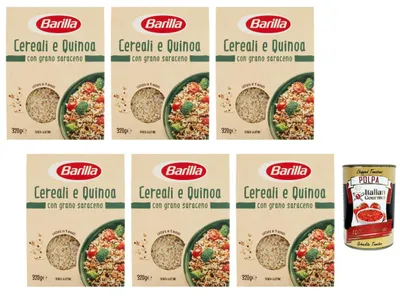 Produktbild von Barilla Cereali e Quinoa mit Buchweizen 3x320g glutenfreier Getreidemix für Salate Bowls und warme Beilagen protein- und ballaststoffreich schnelle Küche + Italian Gourmet polpa