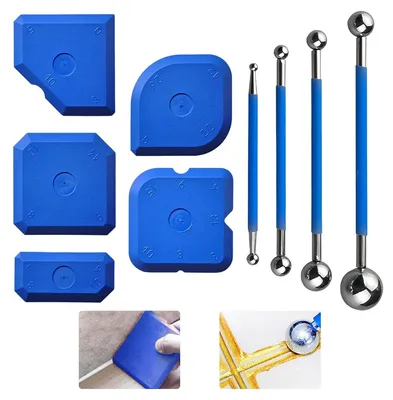 Produktbild von Fugenglätter-Set - 9-teiliges Werkzeug- und Schaber-Kit zur Silikonverarbeitung