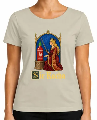 Immagine prodotto di Maglietta da donna con scritta "Sir Racha Sriracha Hot Sauce Königin Schwert", stile sarcastico, colore naturale, taglia XXL