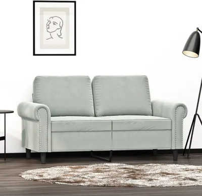 Imagen del producto de Sofá de dos plazas, color gris claro, 120 cm, tapizado en terciopelo