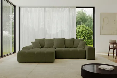 Produktbild von ALTDECOR Ecksofa mit Schlaffunktion und Bettkasten ENSI-L - 267x164x69 cm Grün - Corner Sofa Bett Eckcouch Couch L-Form Schlafcouch Ausziehbar Wohnlandschaft Schlafsofa Couchsofa