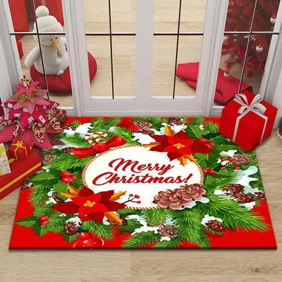 Weihnachtsfußmatte 40x60 cm, rutschfest, waschbar, Mikrofaser